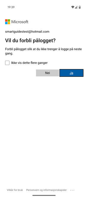 Velg ønsket alternativ