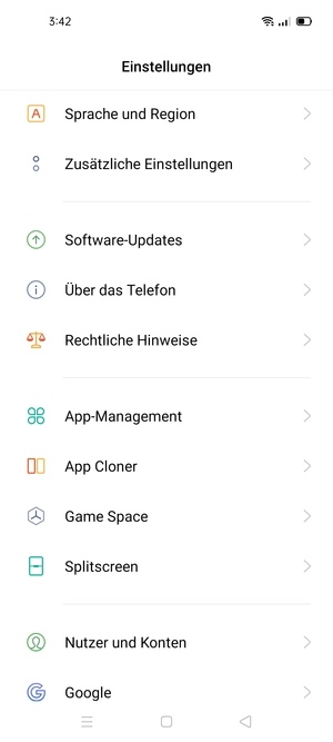 Scrollen Sie und wählen Sie Nutzer und Konten