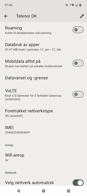 Bla til og velg Foretrukket nettverkstype