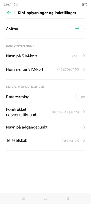 For at skifte netværk, hvis der opstår netværksproblemer, vælg Teleselskab