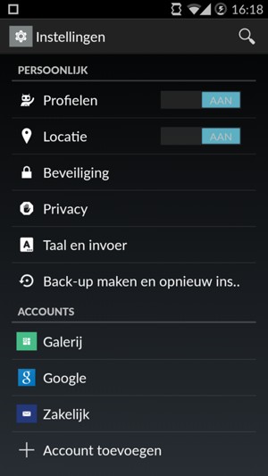 Scroll naar en selecteer Back-up maken en opnieuw instellen