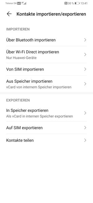 Wählen Sie Von SIM importieren