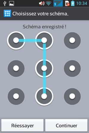Dessinez un motif de déverrouillage et sélectionnez Continuer