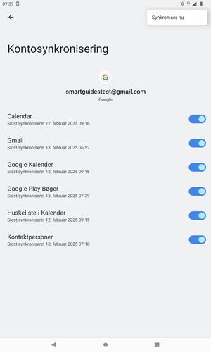 Vælg Synkroniser nu