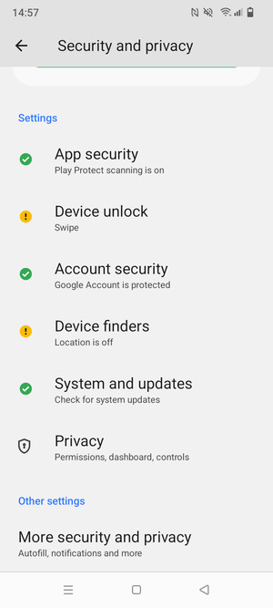 To change the PIN for the SIM card, go to the Security and privacy menu and  select More security and privacy