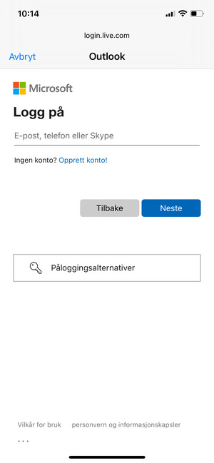 Skriv inn e-postadresse og velg Neste