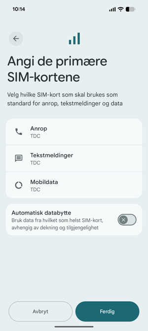 Velg ønsket alternativ og velg Ferdig