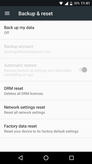 Select Back up my data