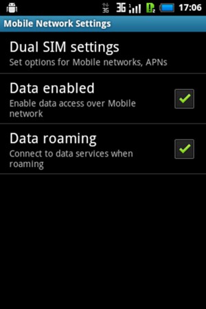 Turn Data roaming on or off