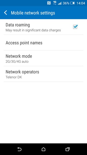 Turn Data roaming on or off
