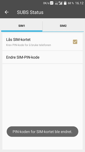 Din SIM-PIN-kode er endret