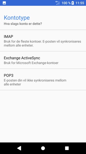 Velg Exchange ActiveSync