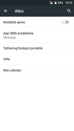 Seleziona Tethering/ hotspot portatile
