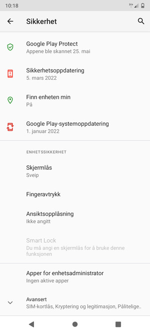 Bla til og velg Avansert