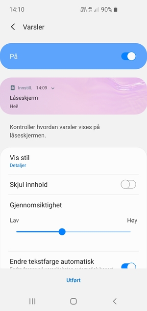 Velg ønsket alternativ og velg Utført