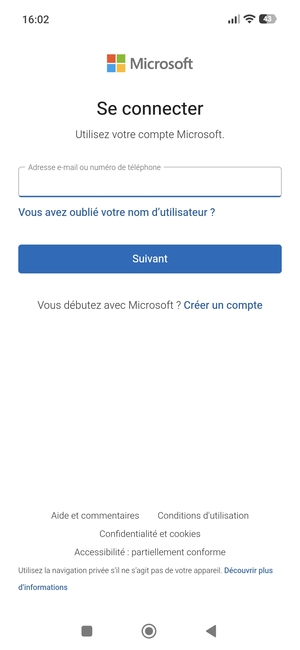 Saisissez votre adresse Hotmail et sélectionnez Suivant