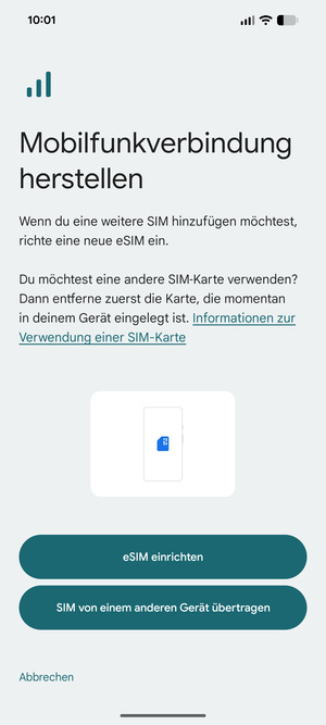 Wählen Sie eSIM einrichten
