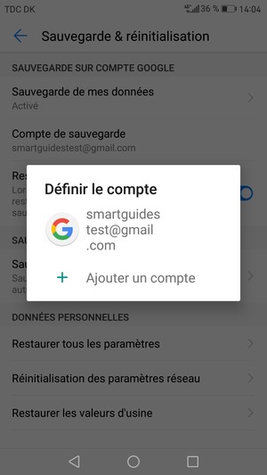 Sélectionnez votre compte de sauvegarde