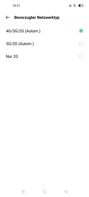 Wählen Sie die gewünschte Option