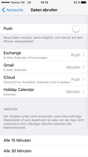 Setzen Sie Push auf Off
