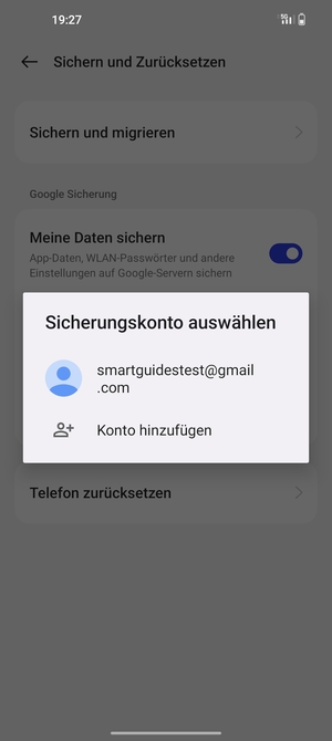 Wählen Sie Ihr Konto für Backup