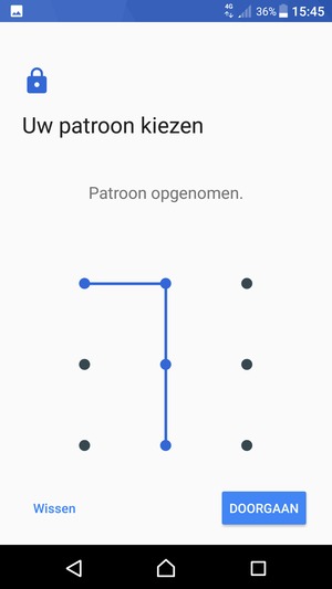 Teken een ontgrendelingspatroon en selecteer DOORGAAN