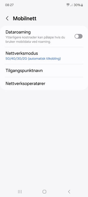 Velg Nettverksmodus