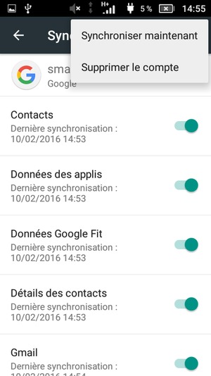Sélectionnez Synchroniser
maintenant