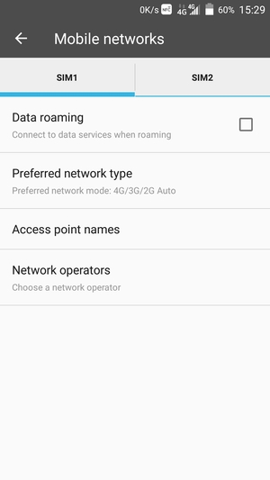 To change network if network problems occur, select Network operators