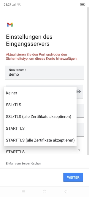 Wählen Sie Keiner und WEITER
