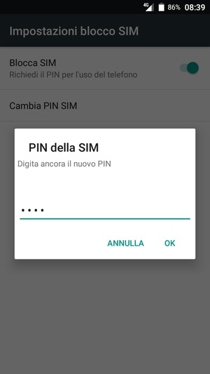 Conferma il nuovo PIN della SIM e seleziona OK