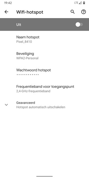 Selecteer Wachtwoord hotspot