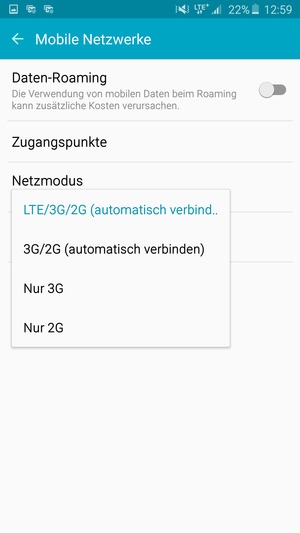 Wählen Sie die gewünschte Option