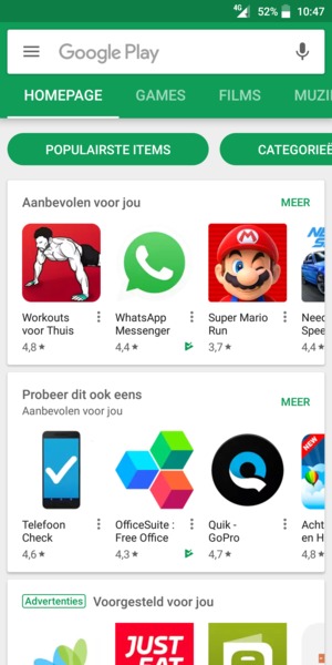 Selecteer de zoekbalk
