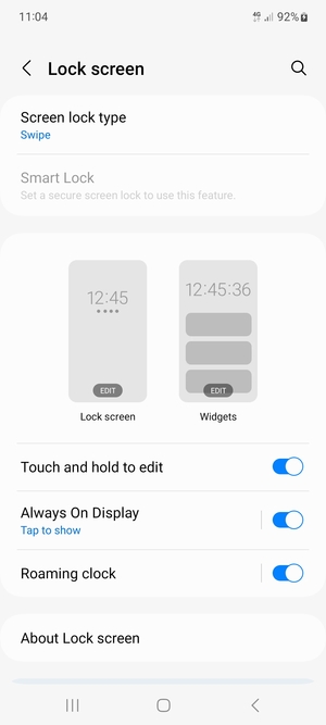 Select Screen lock type