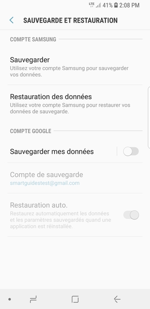 Activer le Sauvegarder mes données