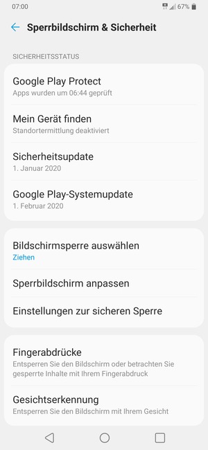 Wählen Sie Bildschirmsperre auswählen