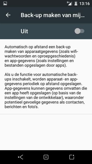 Schakel Back-up maken van mijn gegevens in