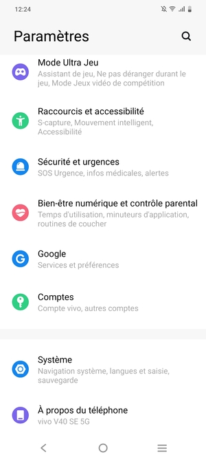 Faites défiler et sélectionnez Système