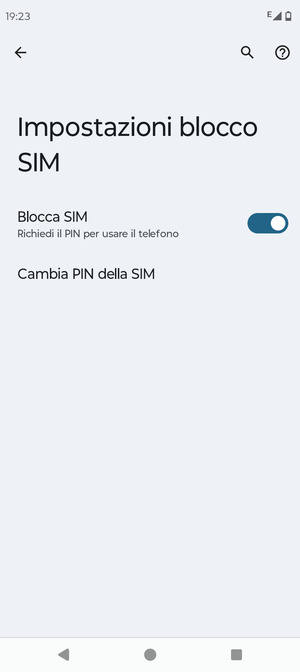 Seleziona Cambia PIN della SIM