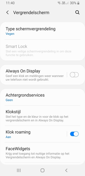 Selecteer Type schermvergrendeling
