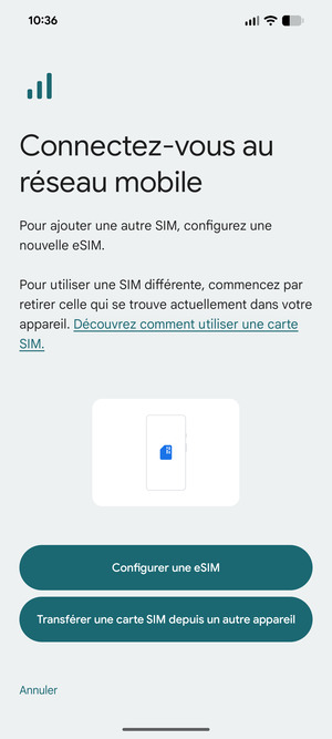 Sélectionnez Configurer une eSIM