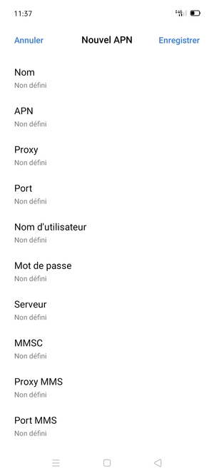 Saisissez les informations MMS