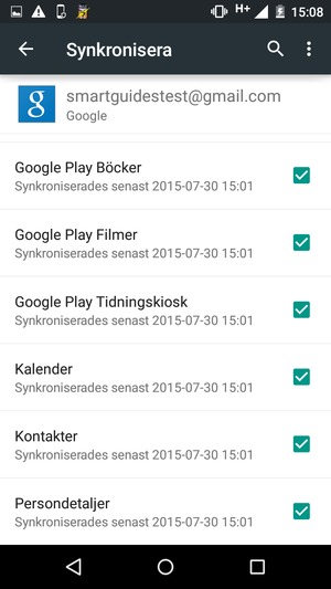 Kontrollera att Kontakter är valt