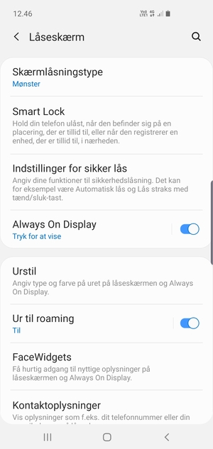 Din telefon er nu sikret med en skærmlås