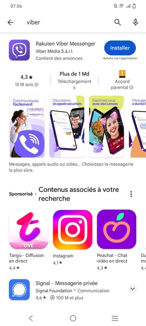 Sélectionnez l'appli