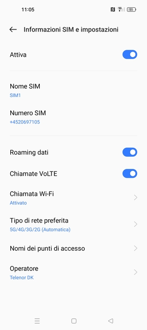Attiva o disattiva Roaming dati