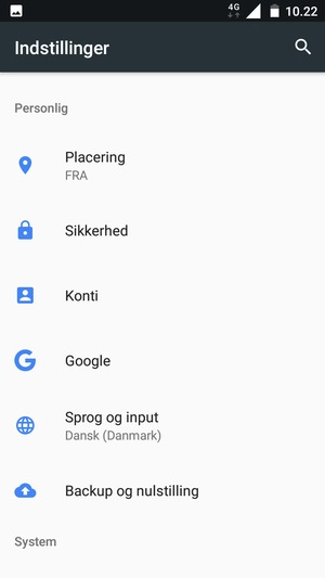 Scroll til og vælg Backup og nulstilling
