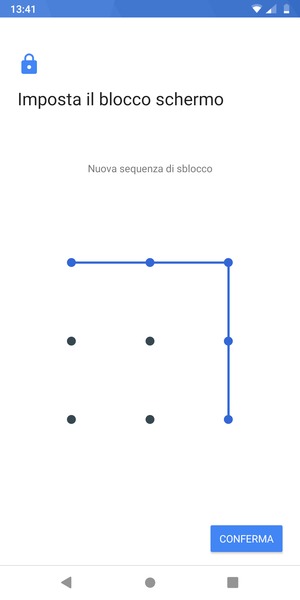 Disegna nuovamente la sequenza di sblocco e seleziona CONFERMA