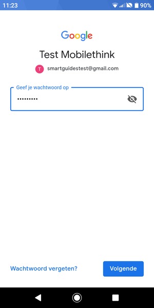Voer uw wachtwoord in en selecteer Volgende